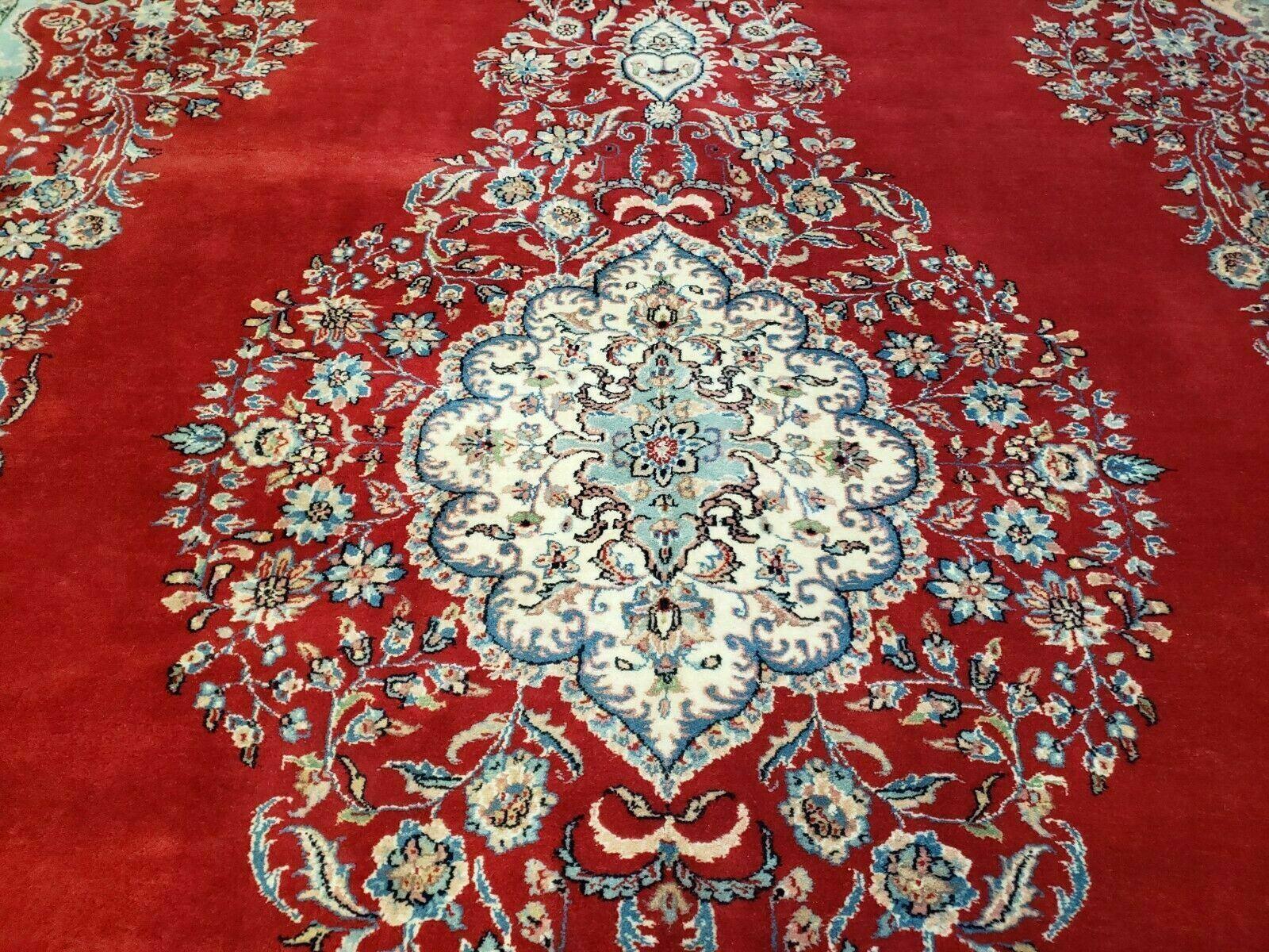 9' X 12' Vintage Handmade India Medallion Wool Rug Vegetable Dyes Nice Red