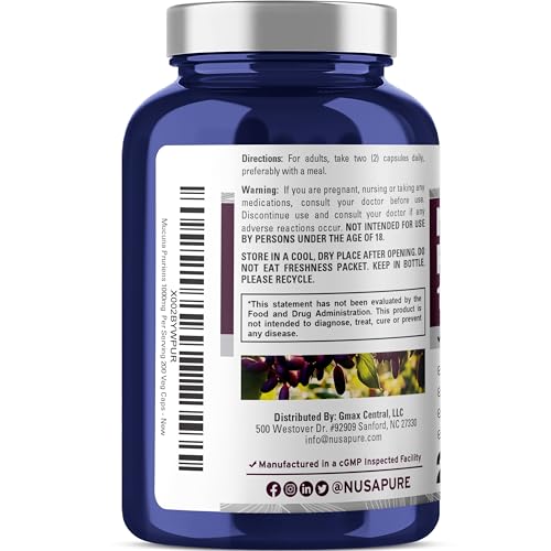 NusaPure Mucuna Pruriens 1000mg 200 Veggie Caps (Non-GMO, 100% Vegetarian, Vegan)