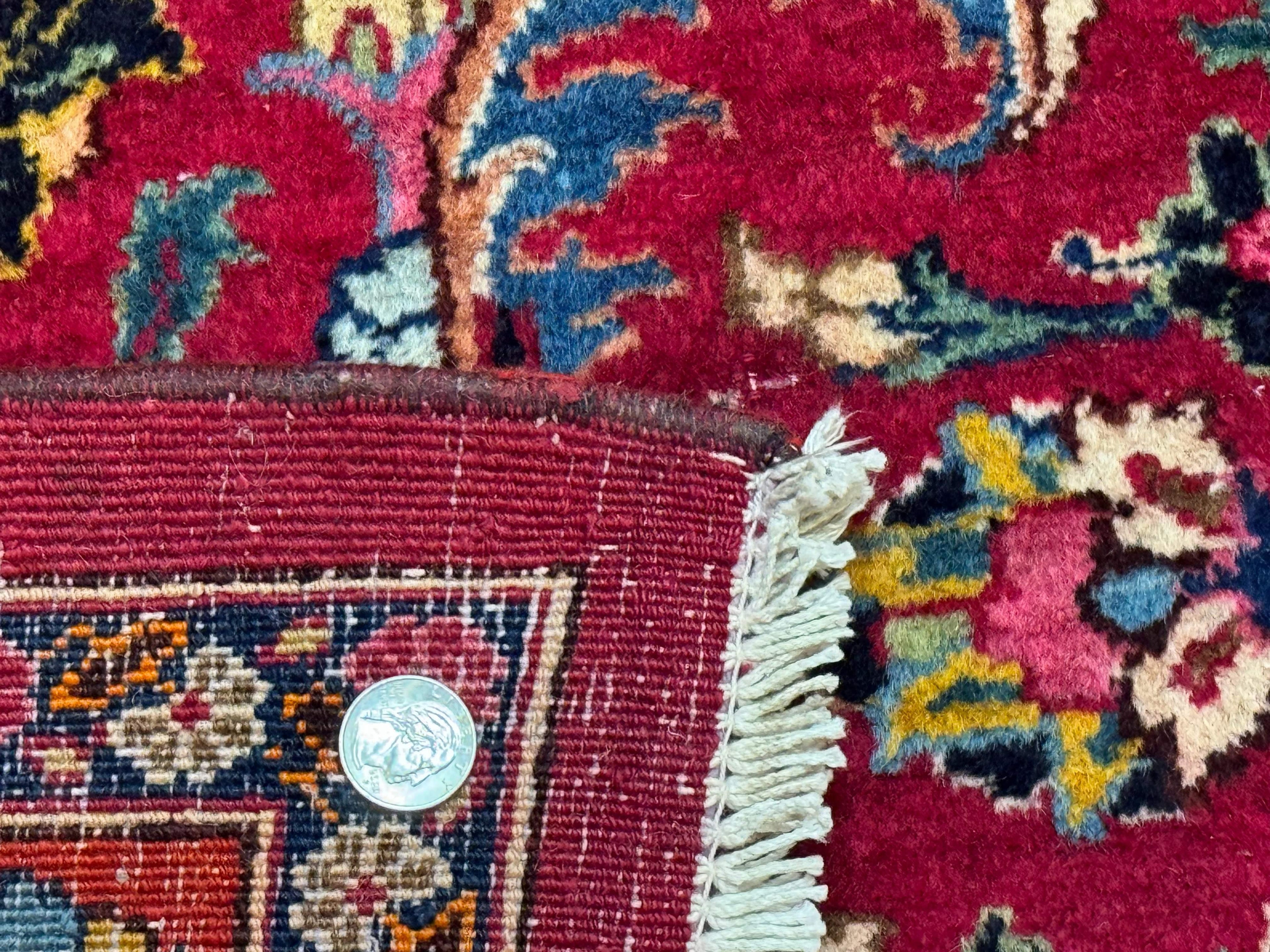 Red Persian Mashad Rug 10x13 - Floral Medallion Signed By Masterweaver