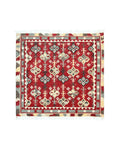 Indian Kilim Rug 6x6, Square Kilim Flatweave Carpet, Vintage Handmade Wool Rug, Red