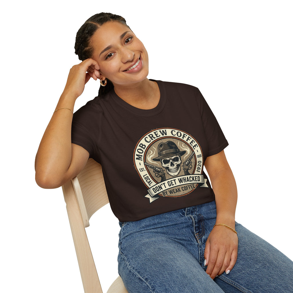 Mob Crew Don’t Get Whacked by Weak Coffee T-Shirt - Vintage Skull Roast Tee