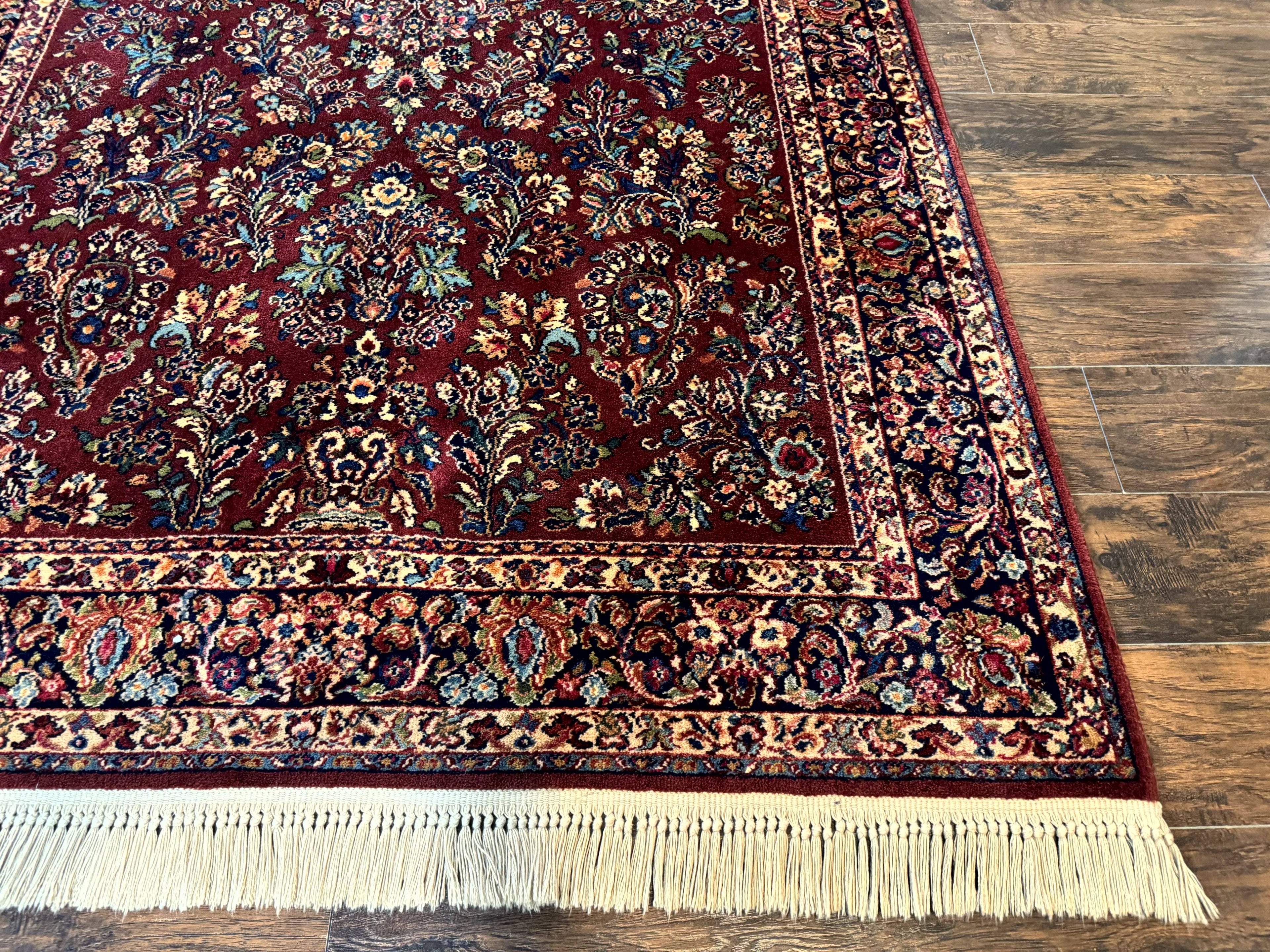 5.9 x 9 Karastan Rug Red Sarouk Rug #785, 100% Wile Pile Carpet, Original 700 Series, Vintage