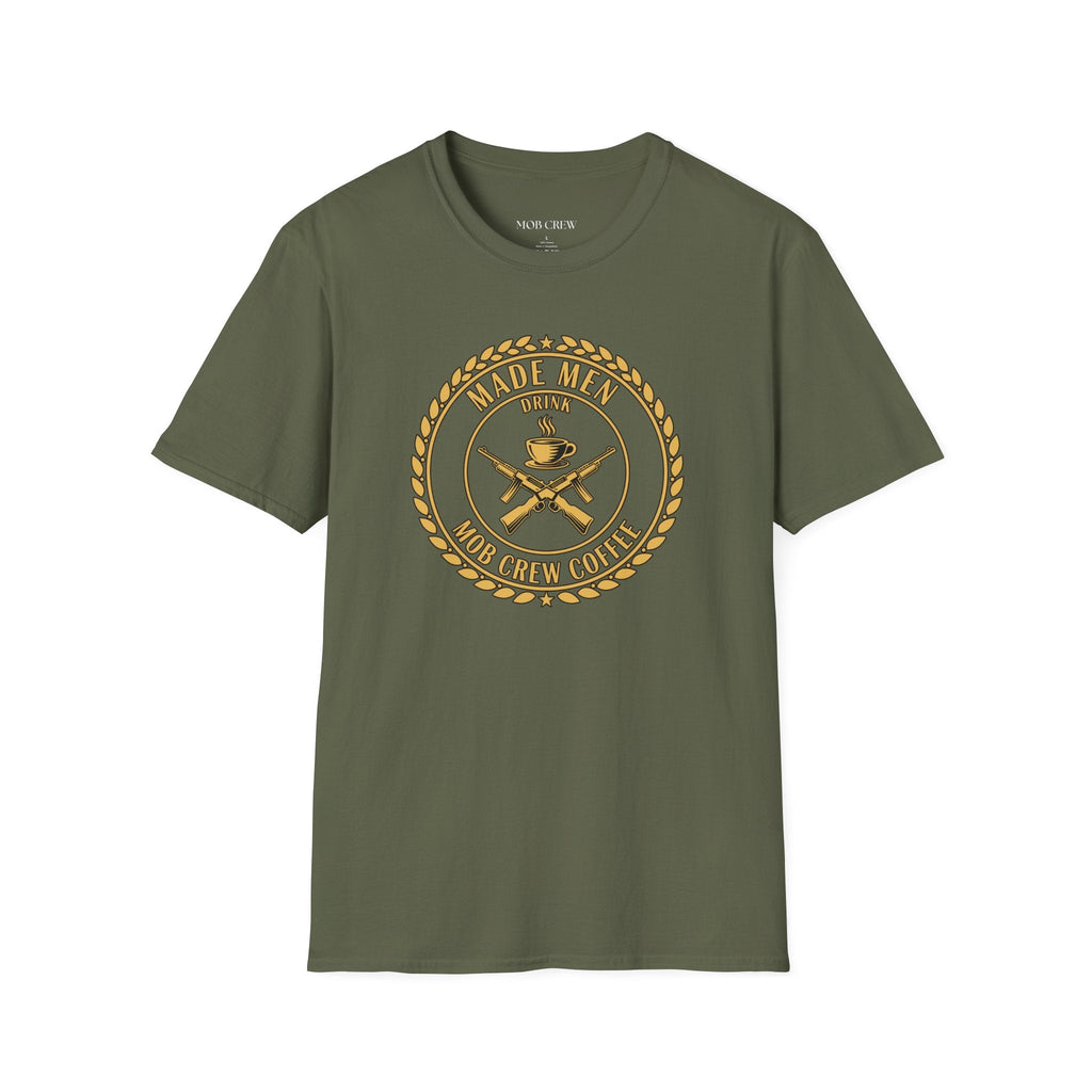 Mob Crew Made Men Drink Mob Crew Coffee T-Shirt - Perfect for Coffee Lovers