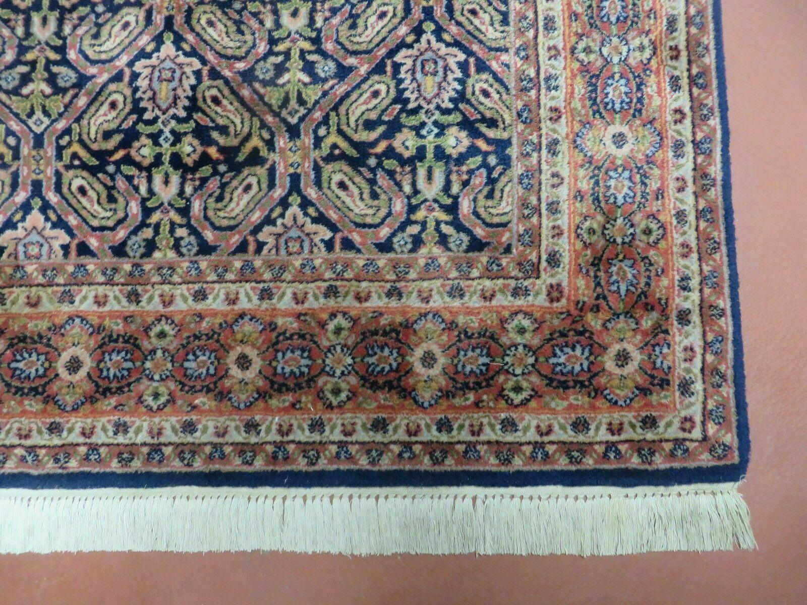 4' X 6' Vintage Fine Handmade India Floral Oriental Wool Rug Carpet Blue Red