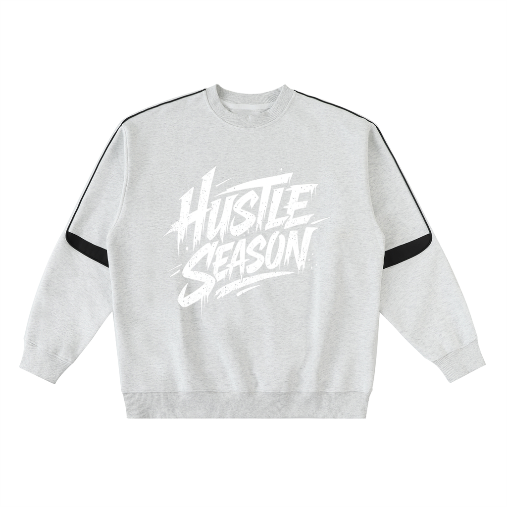 HUSTLE SEASON Oversized Crewneck Taped Sweatshirt