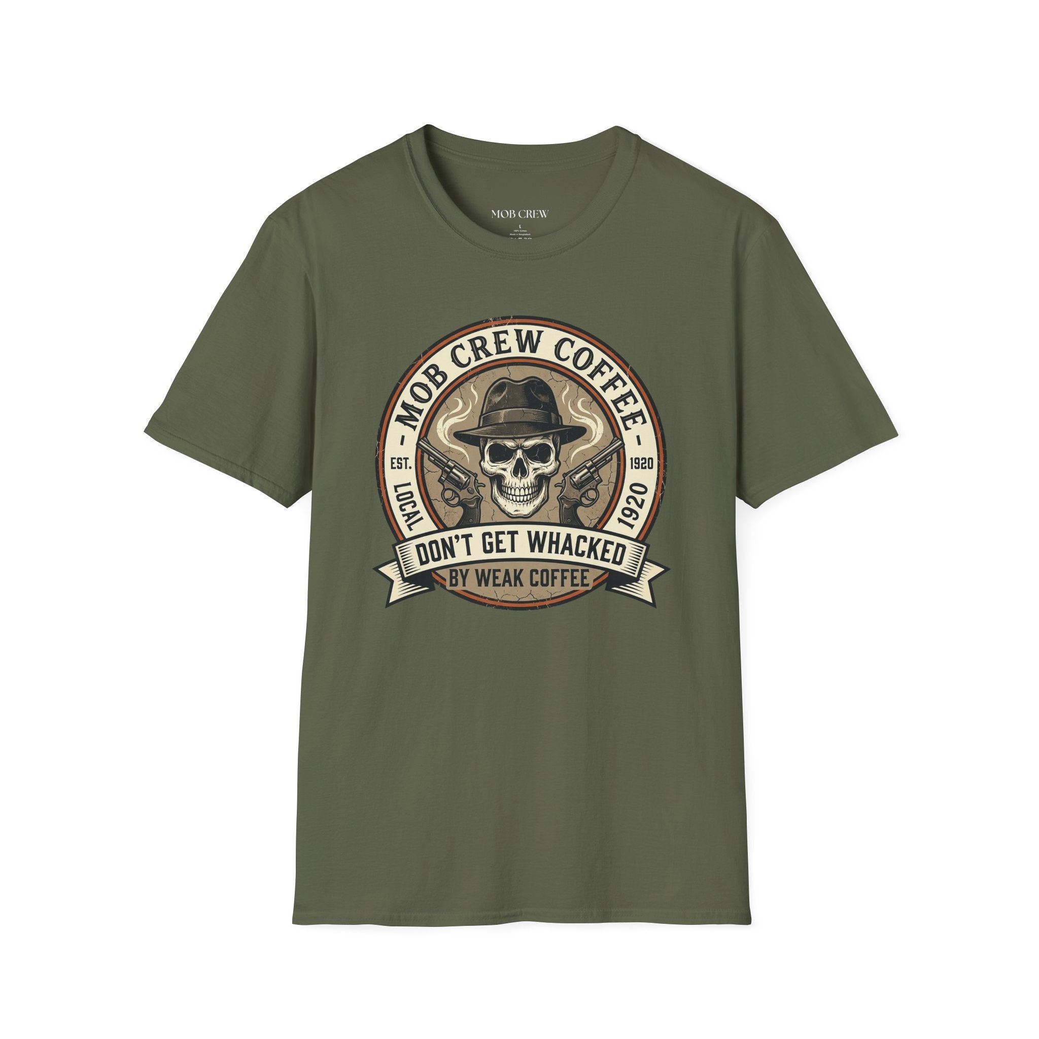 Mob Crew Don’t Get Whacked by Weak Coffee T-Shirt - Vintage Skull Roast Tee