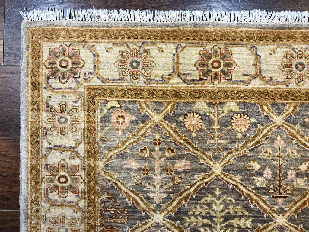 Pakistani Peshawar Rug 3.6 x 5, Safavieh Wool Handmade Hand Knotted Vintage Rug, Panel Design Oriental Carpet, Pair C
