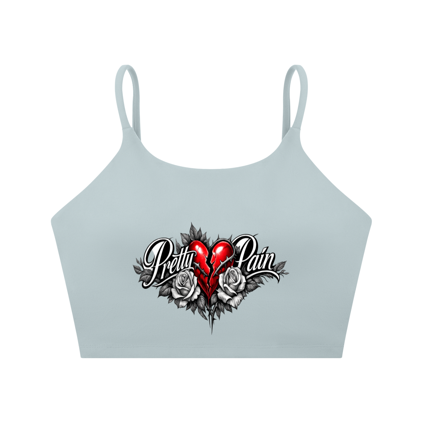 PRETTY PAIN Spaghetti Strap Yoga Sports Bra