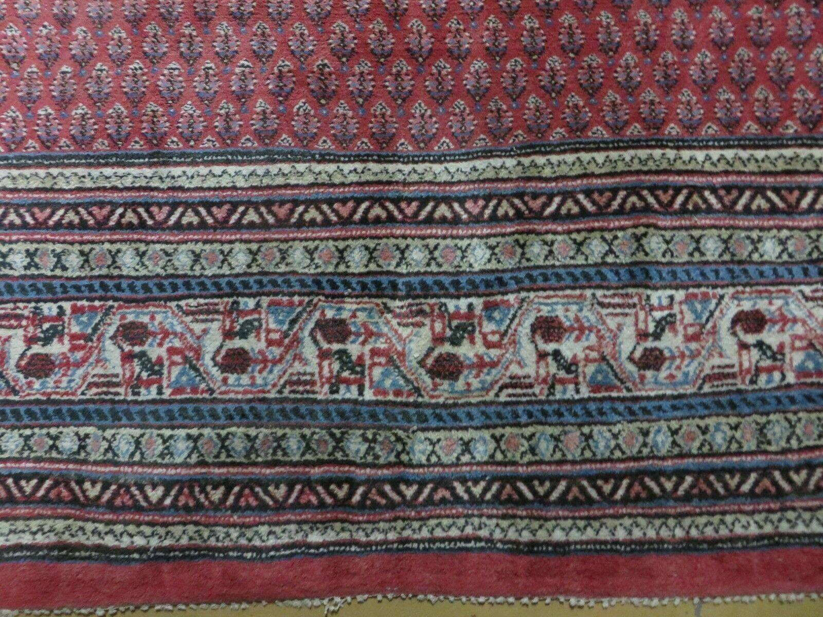 7' X 9' Vintage India Oriental Paisley Handmade Wool Rug Red Vegetable Dyes