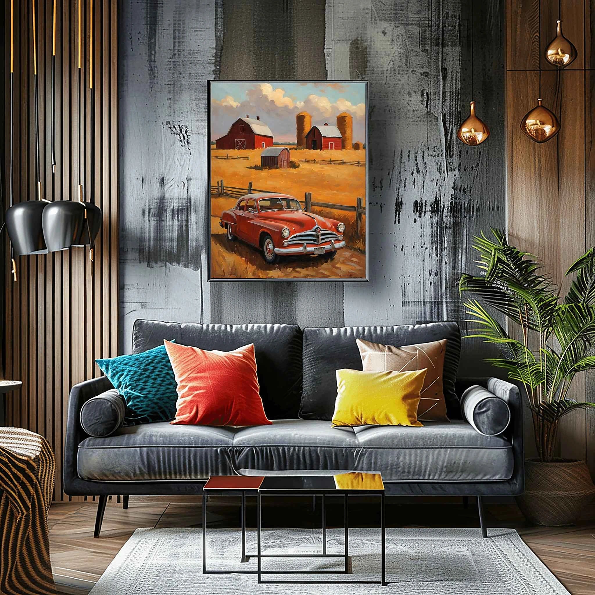 1953 Starlight Coupe Farmhouse Sunset Art Print | Vintage Rural Americana