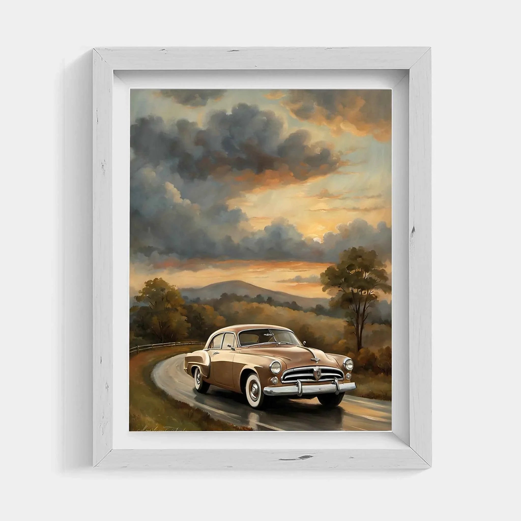 1953 Starlight Coupe Mountain Drive Poster | Scenic Retro Road Trip Art