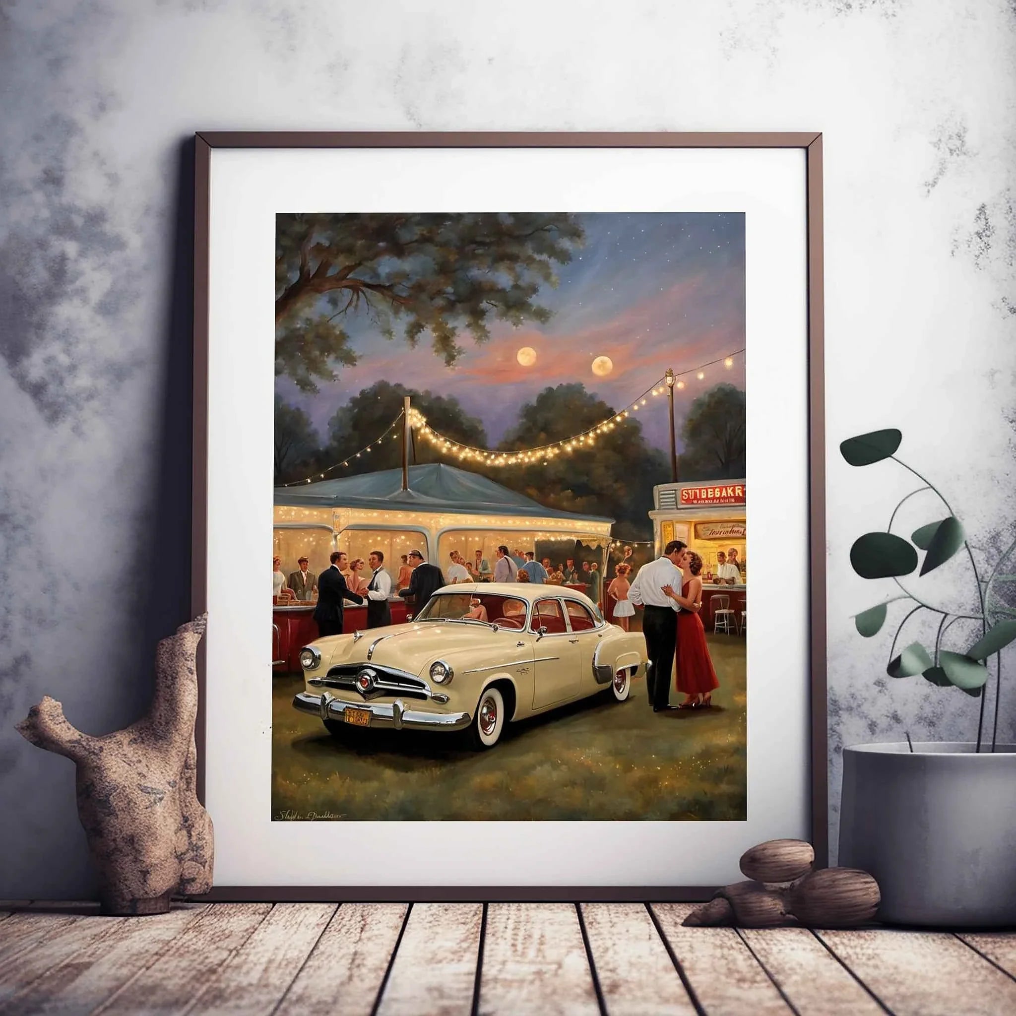 1953 Starlight Coupe "Starlit Soiree" Art Print | Romantic Vintage Night Decor