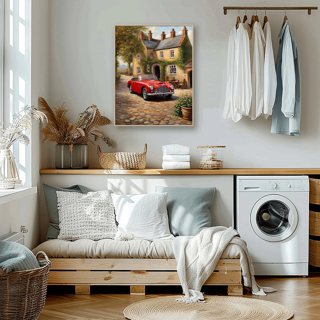 1954 Drophead "Sunday in the Village" Print | Quaint Retro Art