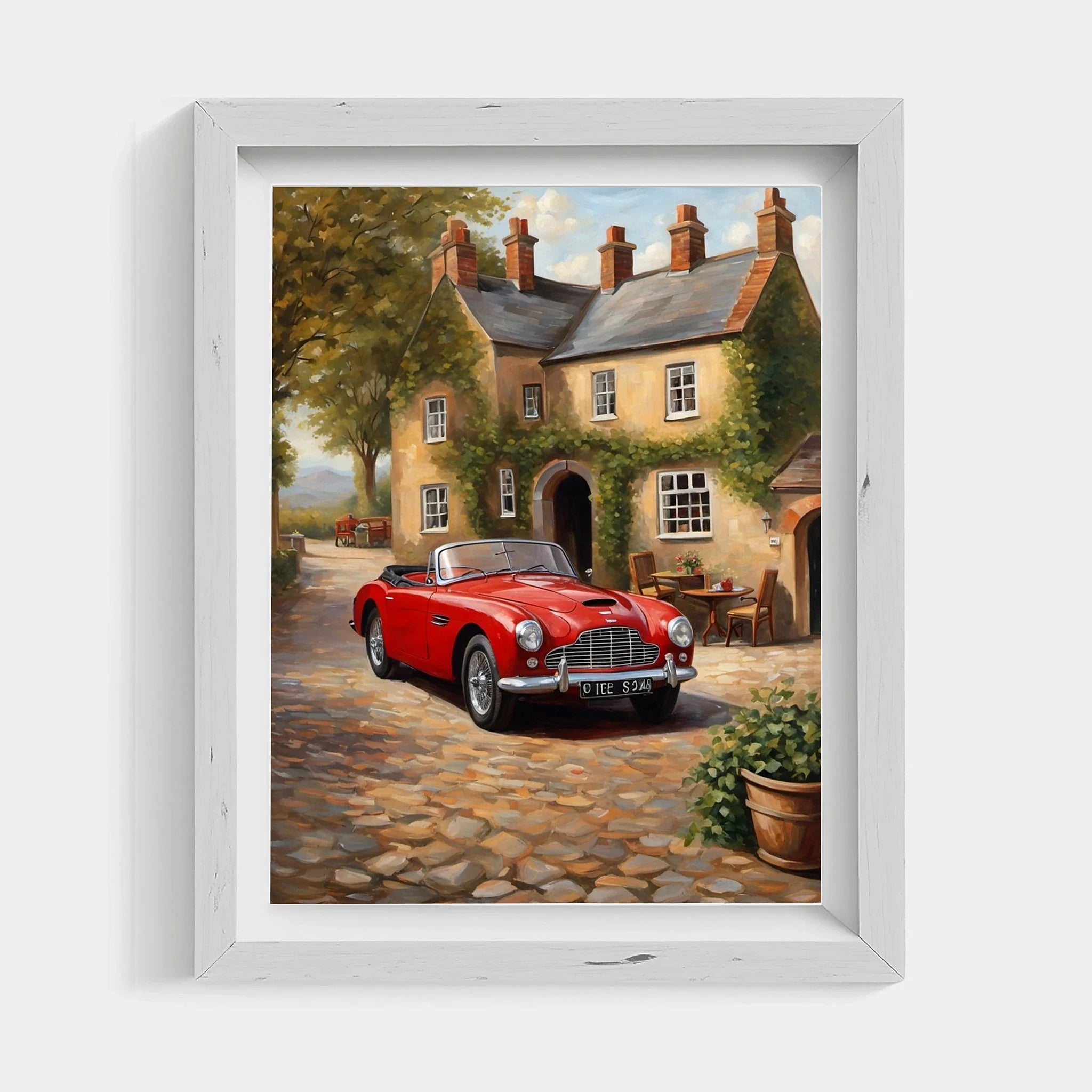 1954 Drophead "Sunday in the Village" Print | Quaint Retro Art