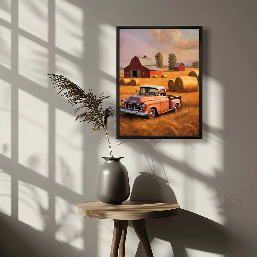 1955 Cameo Carrier Autumn Harvest Wall Art | Rustic Farmhouse Truck Print