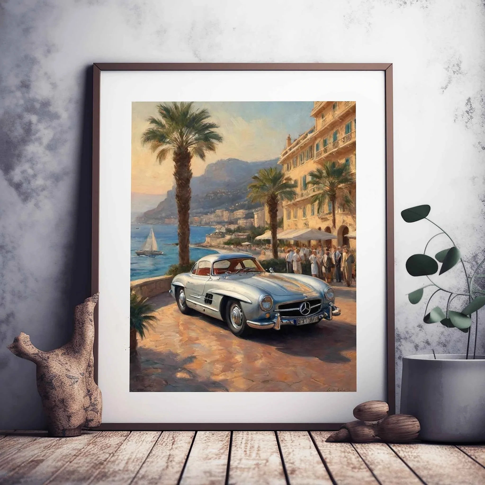 1955 German Gullwing Icon Coastal Riviera Wall Art | Vintage Ocean Drive Print