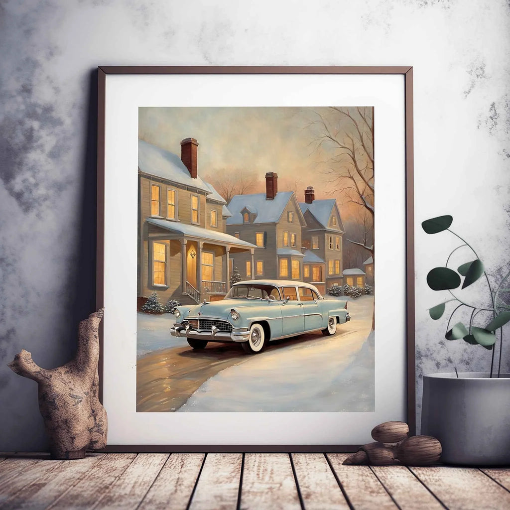 1956 American Formal Luxury Sedan - Winter Edition | Poster Canvas
