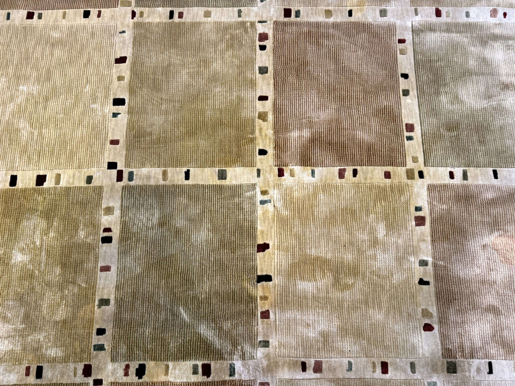 Large Wool Rug 10x13, Panel Design, Modern Contemporary Carpet