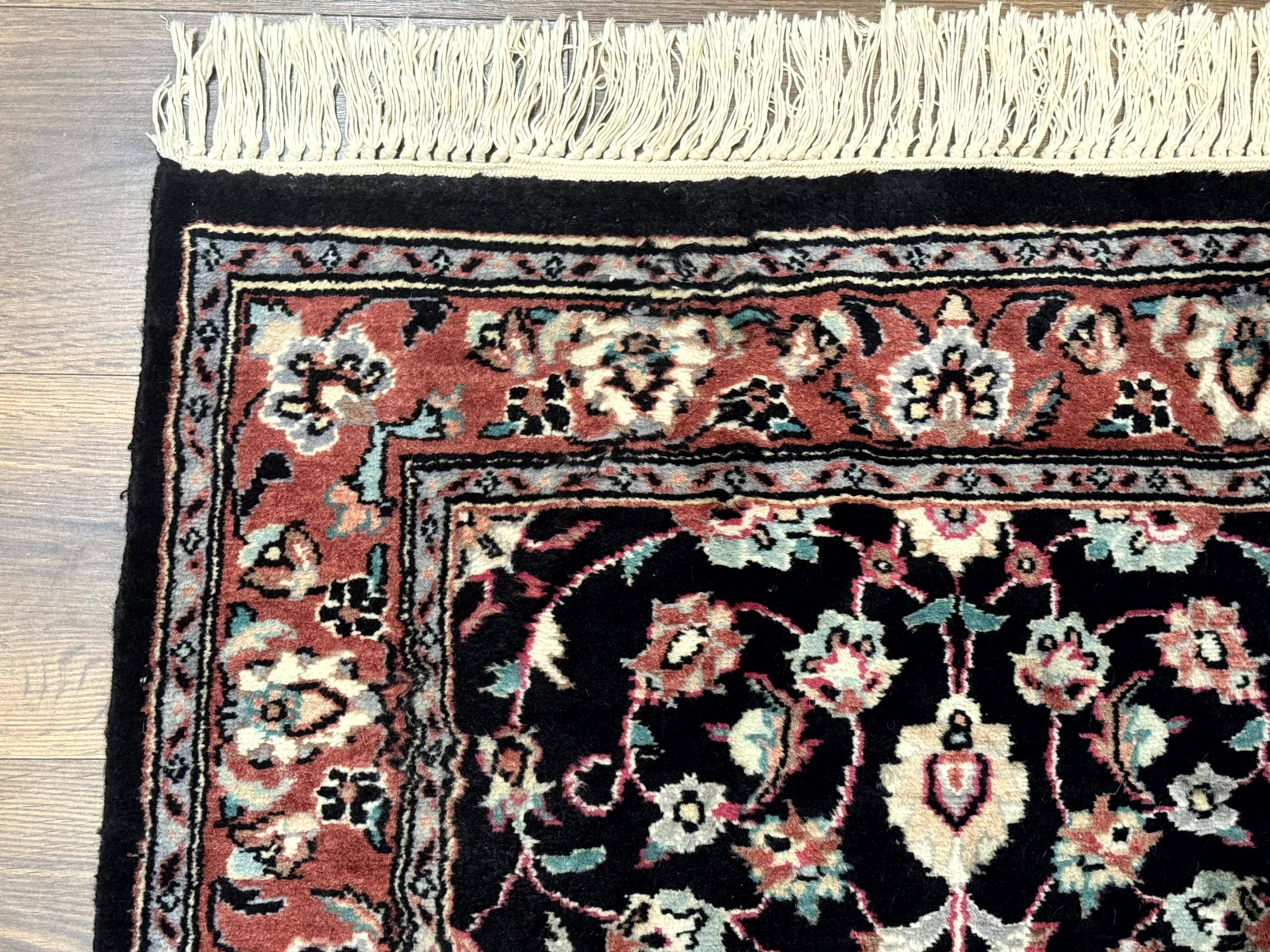 Pak Persian Runner Rug 2.8 x 10, Dark Blue, Floral Allover, Wool
