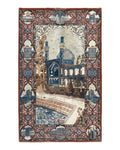 Persian Isfahan Pictorial Rug 3.6 x 5.7, Very Fine 400 KPSI, Historical Buildings, Signed By Masterweaver, Handmade