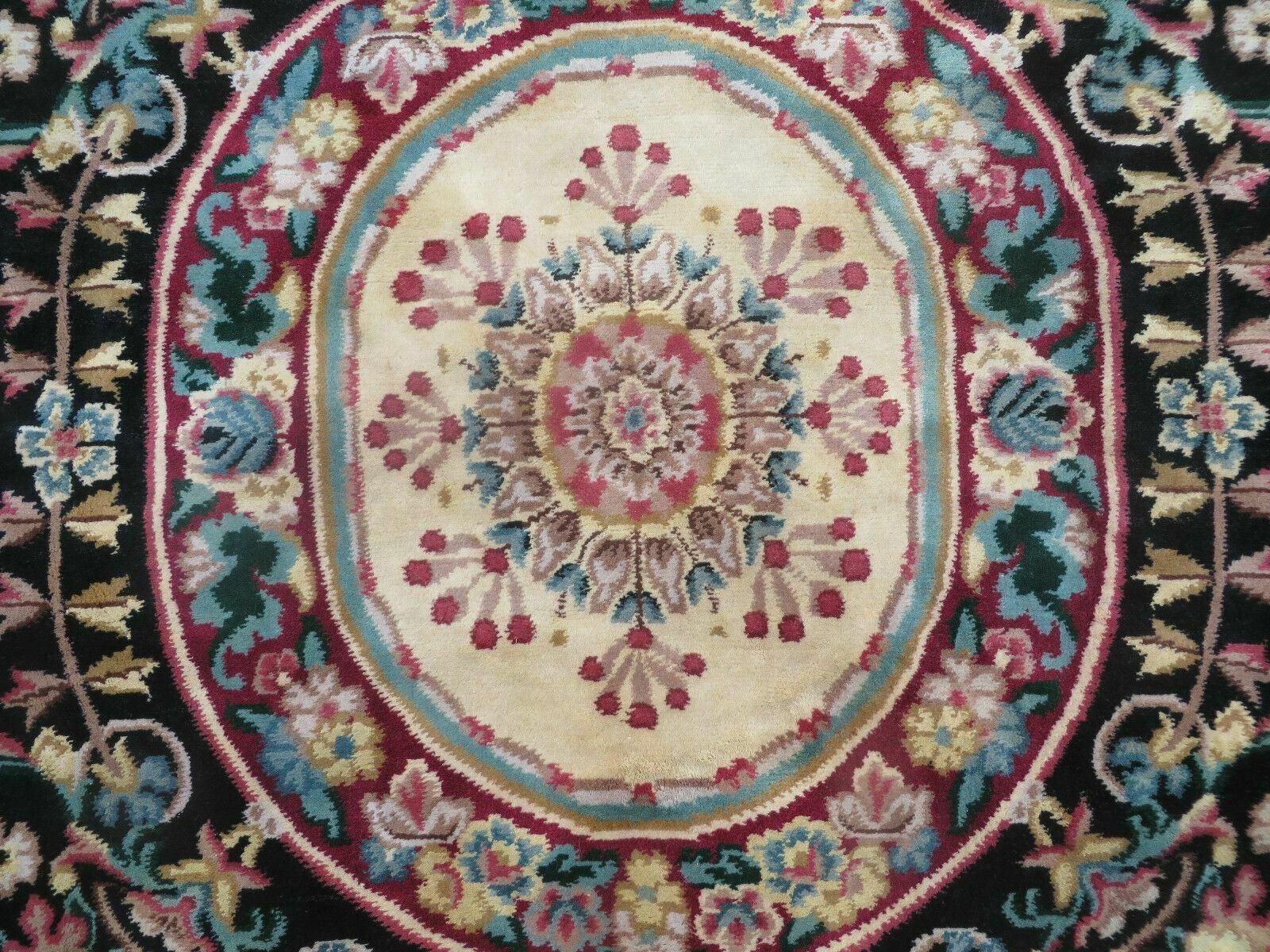 9' X 12' Decorative Chinese Aubusson Hand Knotted Pile Wool Rug Black Nice