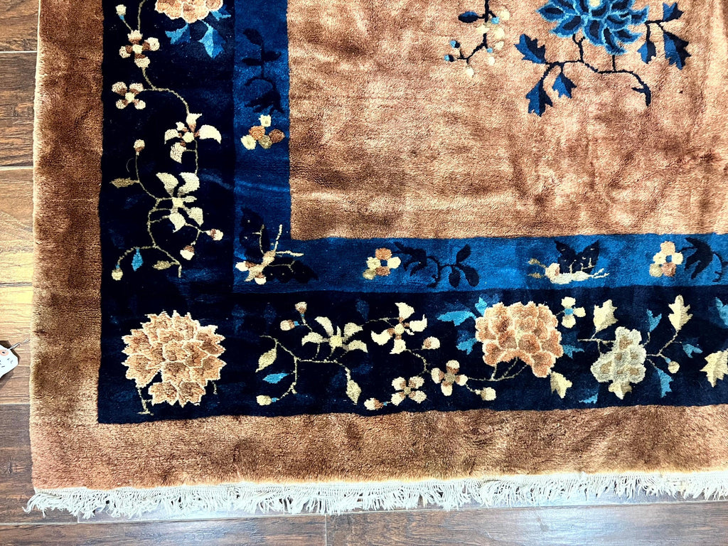 Antique Chinese Wool Rug 9x12, Large Peking Carpet, Handmade, Nichols Rug