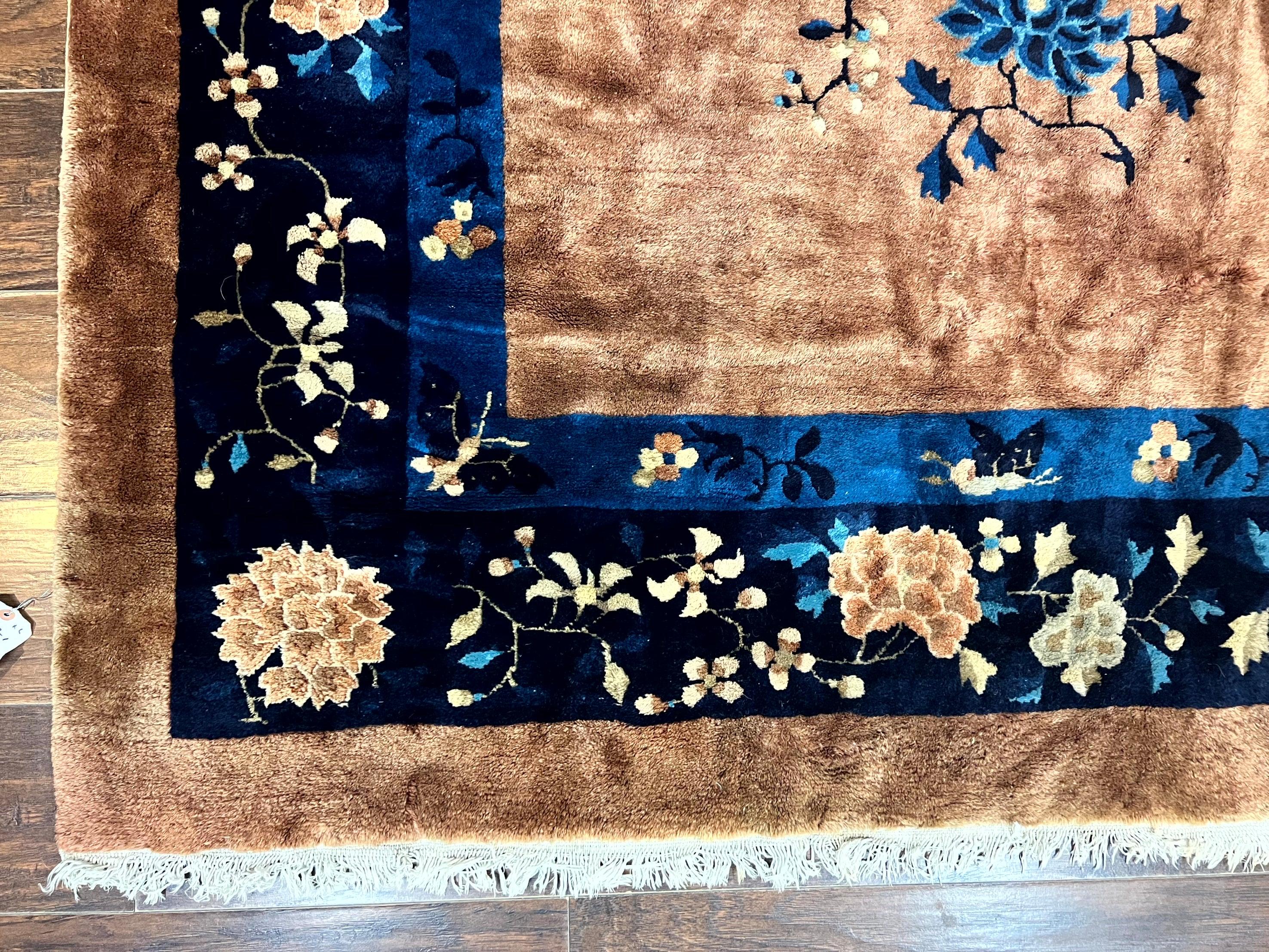 Antique Chinese Wool Rug 9x12, Large Peking Carpet, Handmade, Nichols Rug
