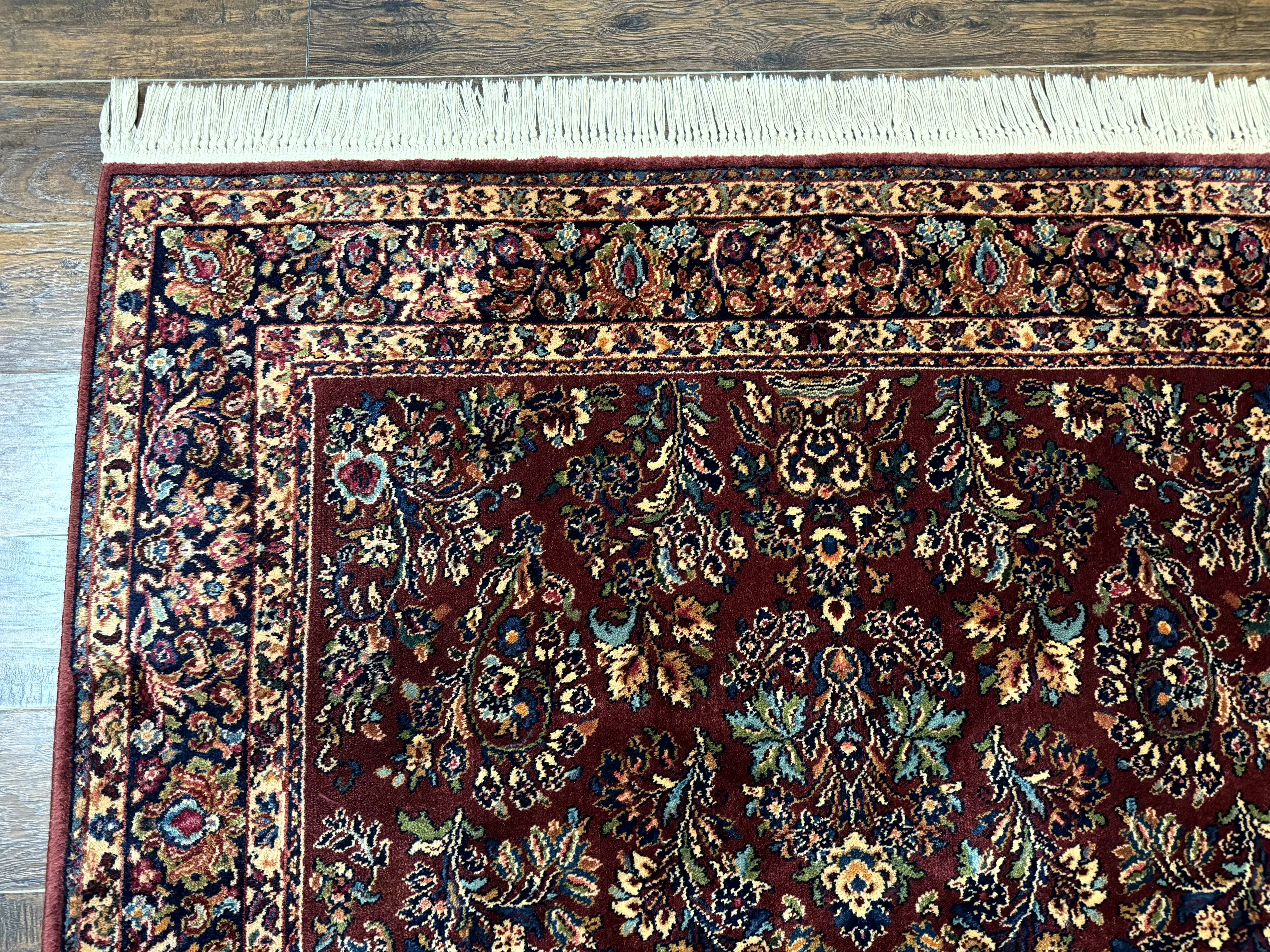 5.9 x 9 Karastan Rug Red Sarouk Rug #785, 100% Wile Pile Carpet, Original 700 Series, Vintage