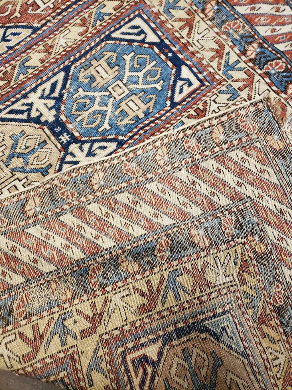 Antique Caucasian Rug 3x5, Shirvan Kazak Tribal Carpet