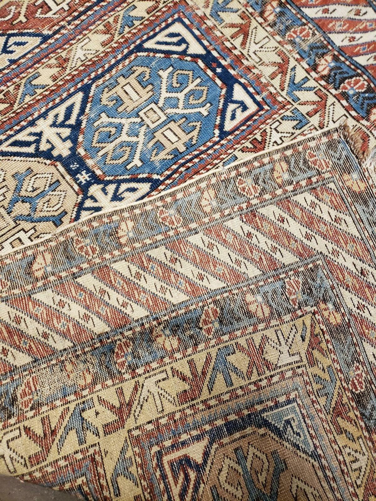 Antique Caucasian Rug 3x5, Shirvan Kazak Tribal Carpet