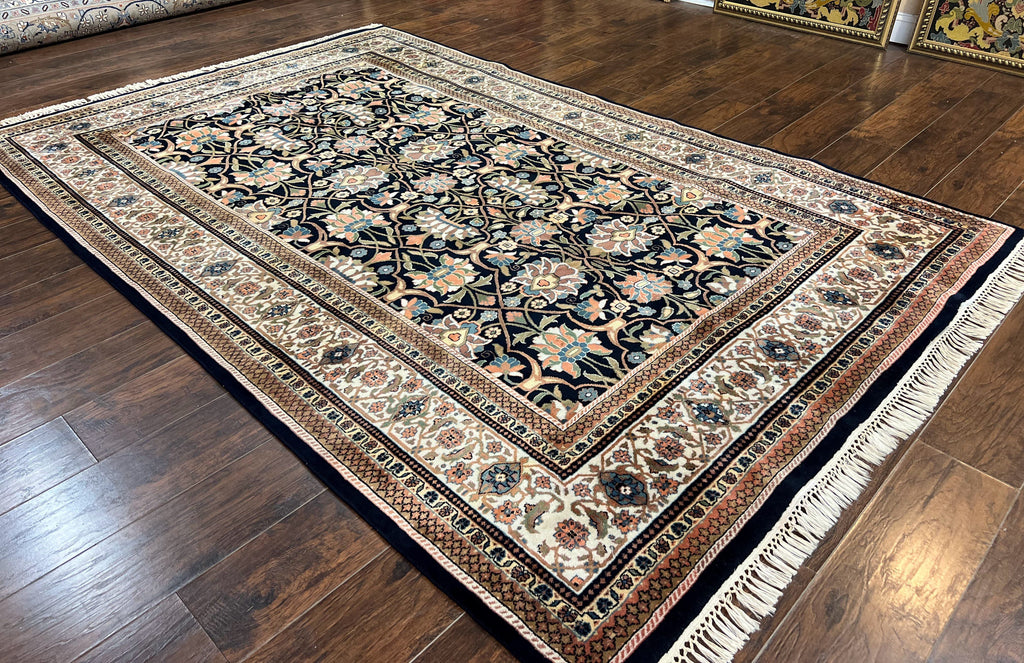 Indo Persian Bidjar Rug 6x10, Vintage Handmade Wool Carpet, Allover Pattern