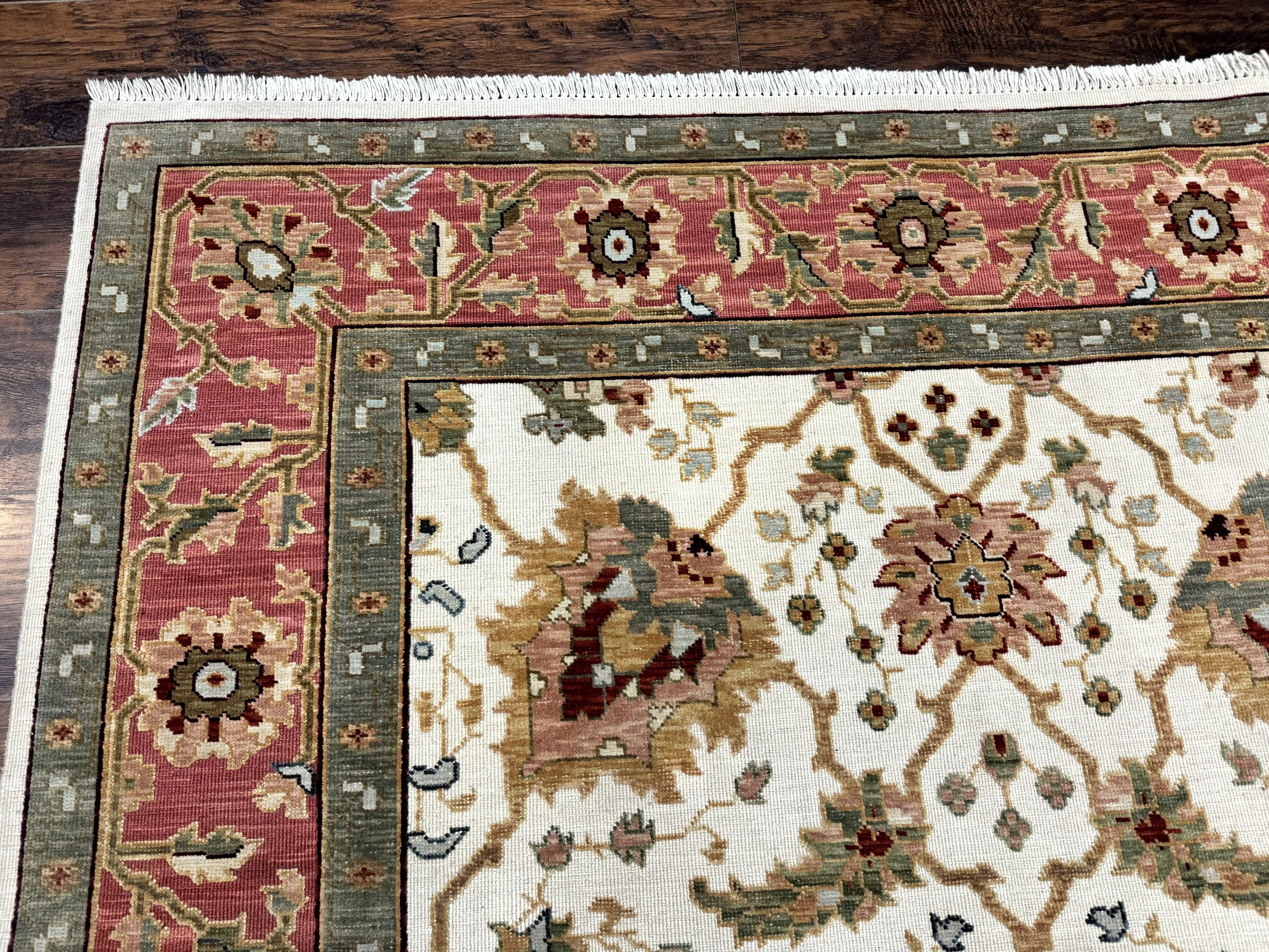 Flatweave Soumak Rug 6x9, Nourison Rug, Wool Handmade, Floral, Ivory