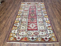 Turkish Caucasian Rug 4x7, Wool Turkish Talish Carpet, Geometric Rug