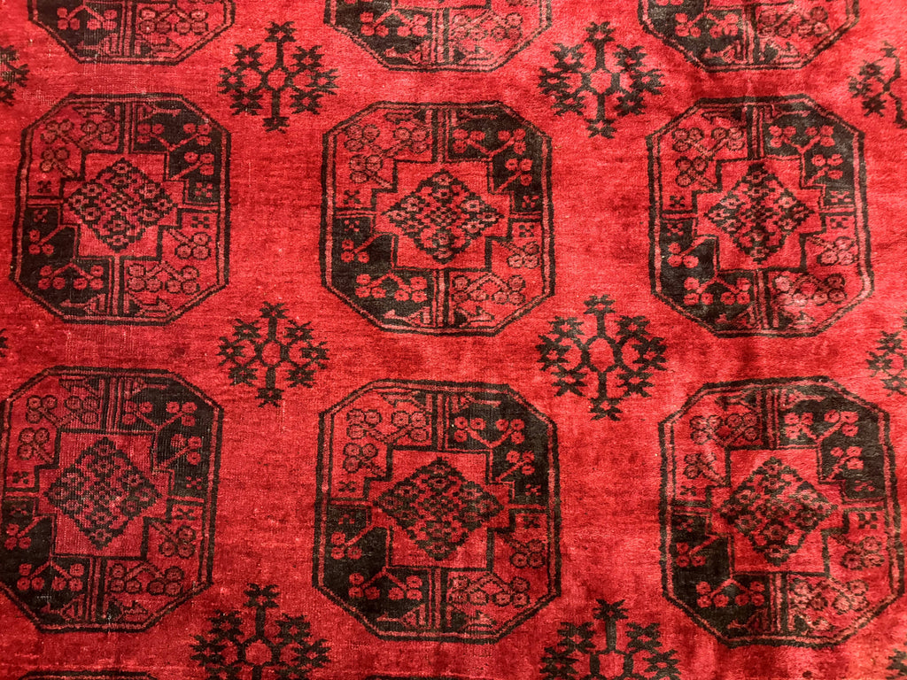 Afghan Turkoman Rug 9x10, Red Beshir Carpet, Tribal, Wool, Antique