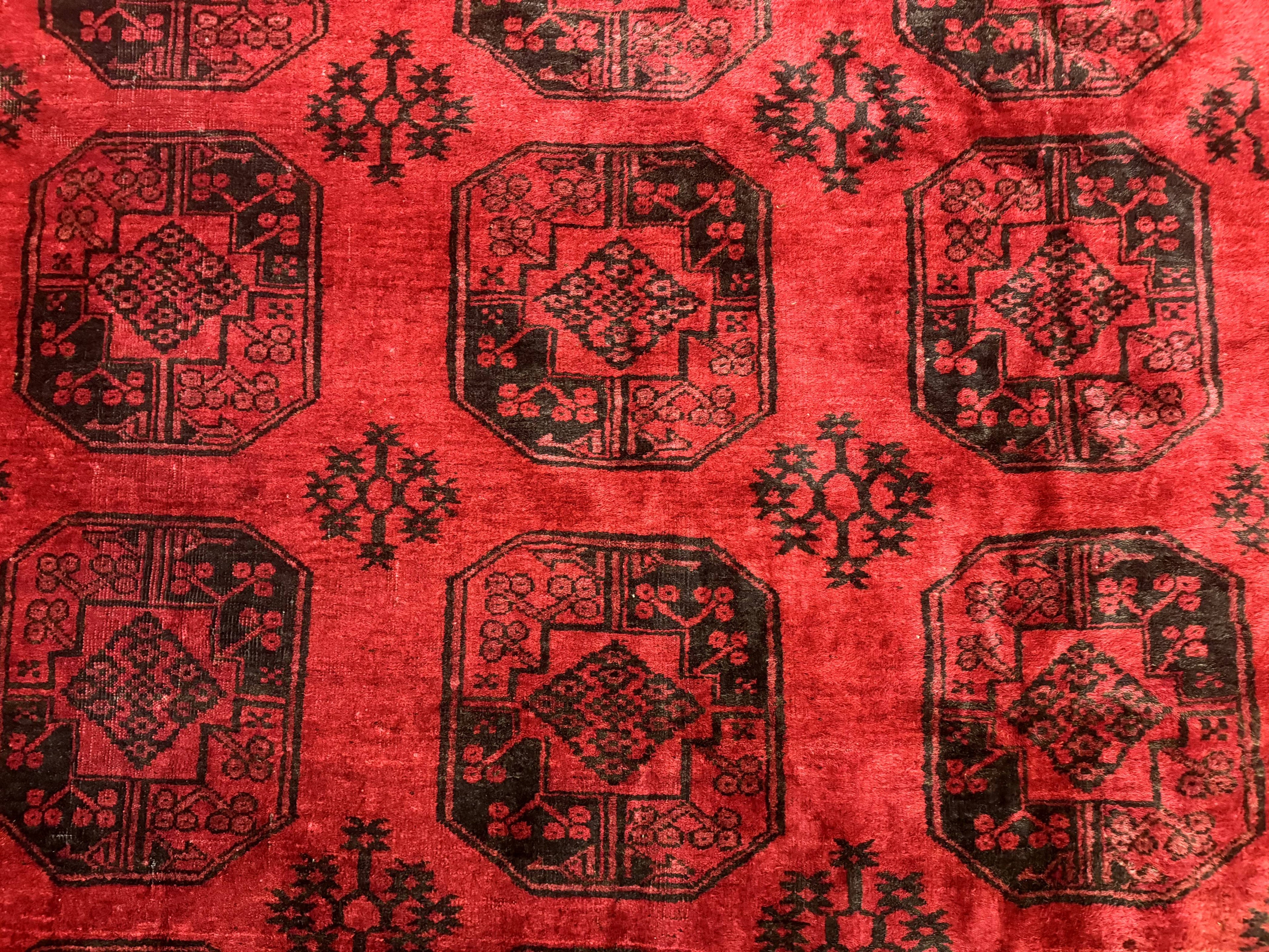 Afghan Turkoman Rug 9x10, Red Beshir Carpet, Tribal, Wool, Antique