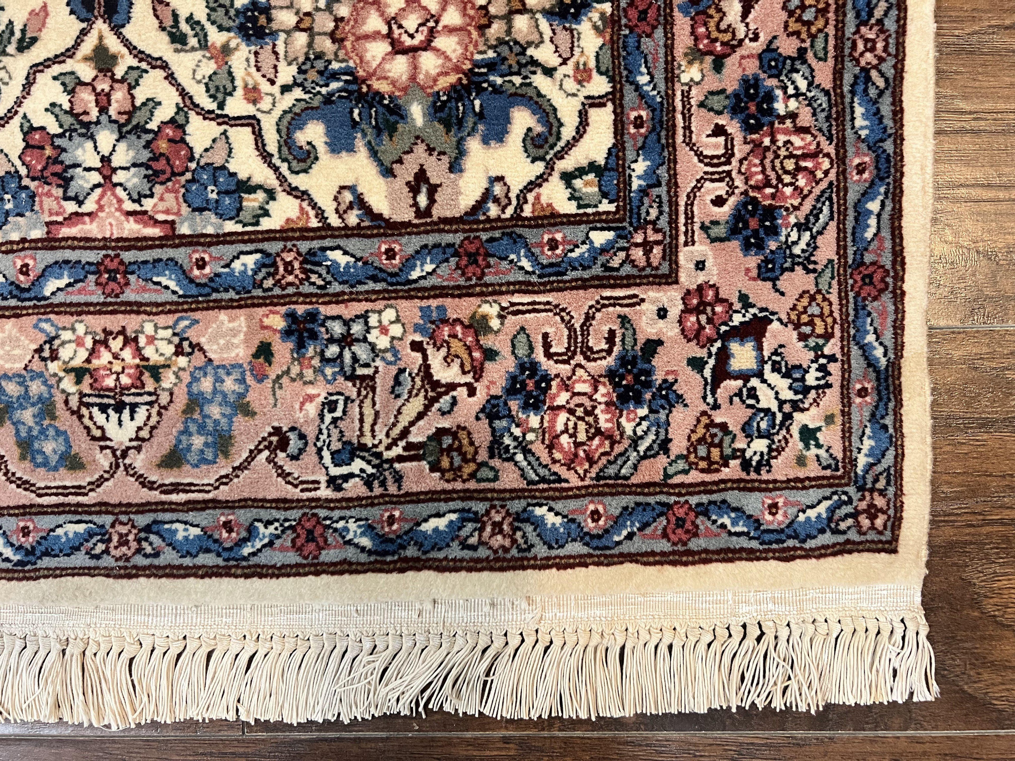 Sino Persian Runner Rug 2.8 x 14, Hand Knotted Vintage Oriental Hallway Rug, 14ft Runner, Cream, Floral, Wool
