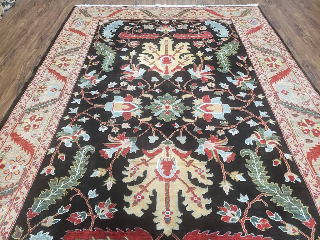 Peshawar Rug, 6x9 Rug, Hand Knotted Wool Area Rug, Black and Silver Rug, Unique Oriental Carpet, Handmade, Medium Sized Rug, Persian Rug