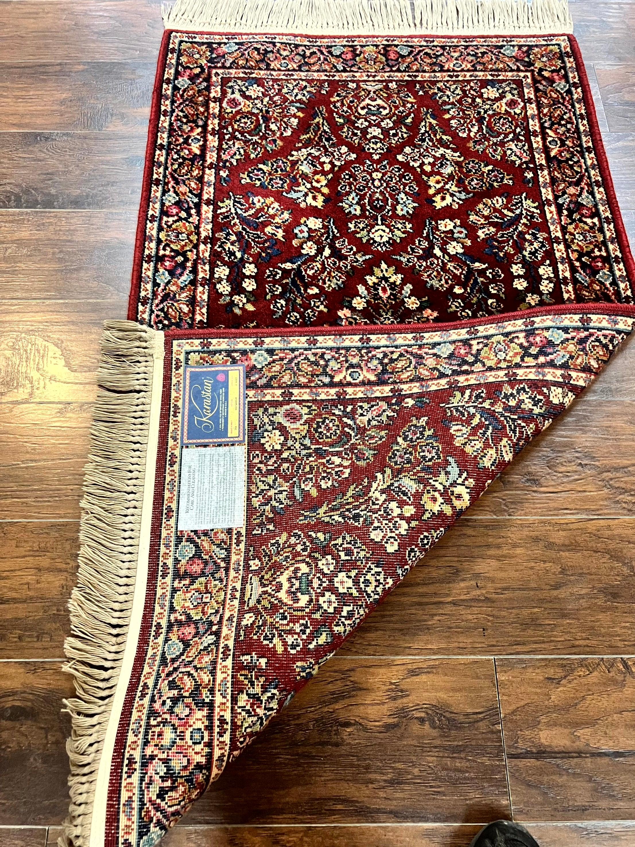 Karastan Rug 3x5 Red Sarouk #785, Small Karastan Wool Pile Rug, Original 700 Series, Discontinued Vintage Karastan Carpet