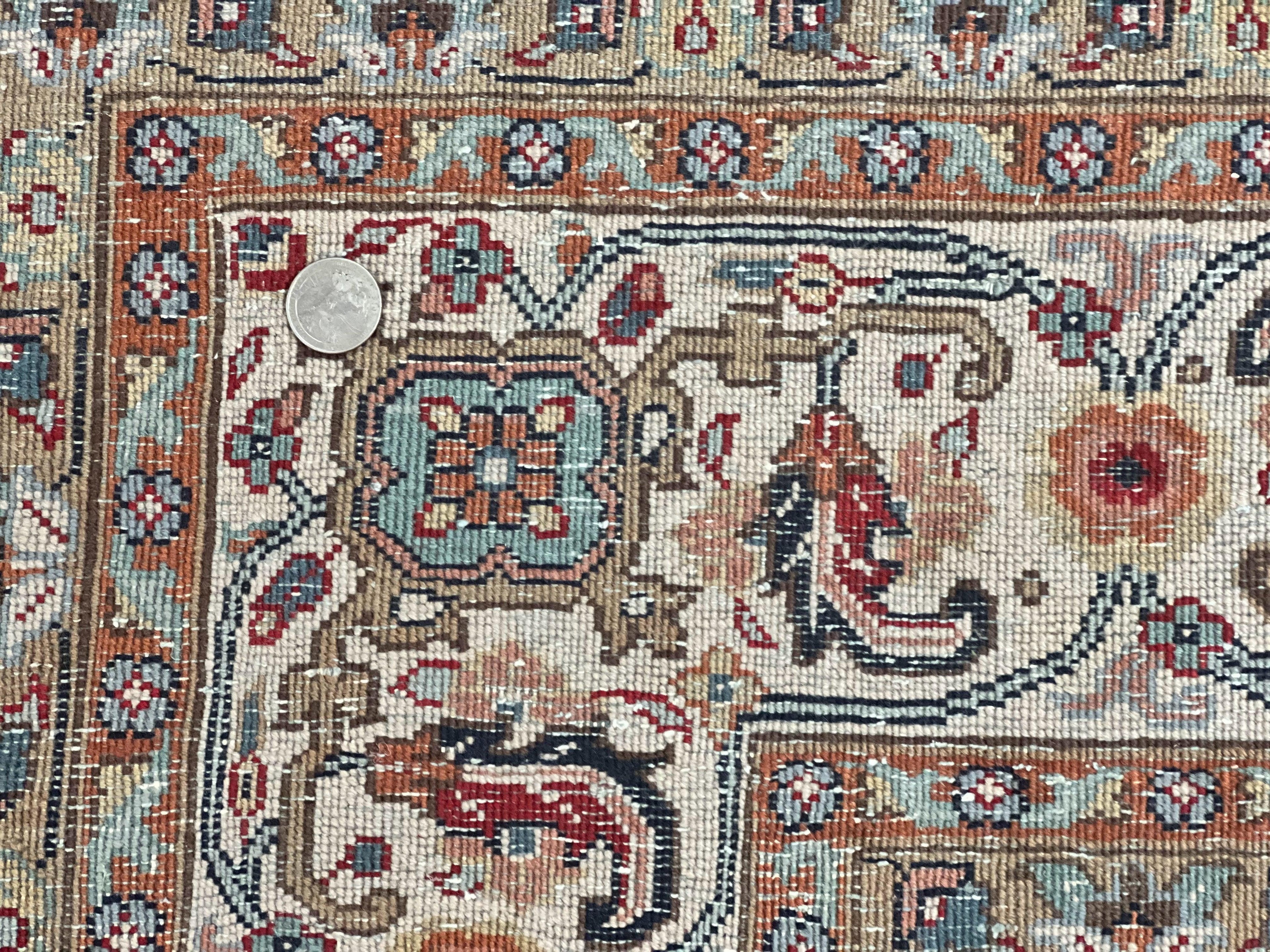 Square Indo Persian Bidjar Rug 10x10, Red, Handmade Vintage Wool Carpet