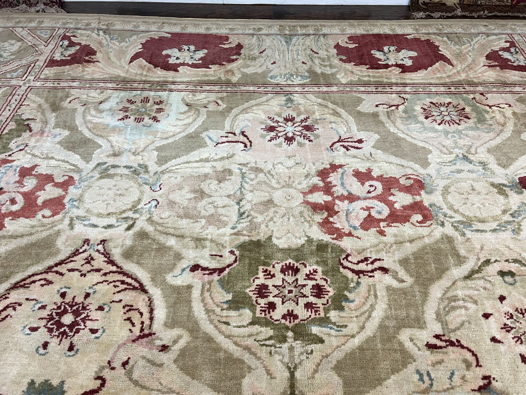 Large Egyptian Oushak Rug 12x21, Wool Handmade Vintage Carpet, Allover Pattern, Oversized 12 x 21 ft Traditional Rug