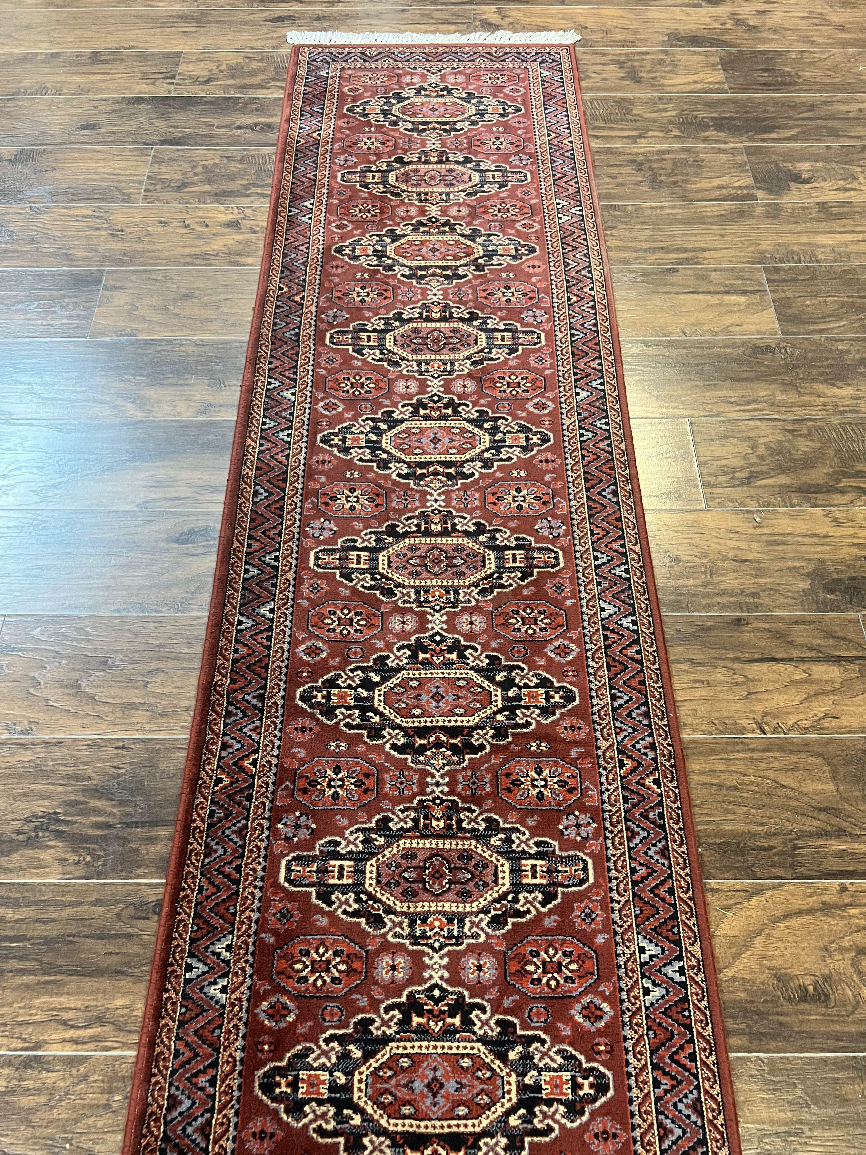 Belgium Power Loomed Runner Rug 2x9, Vintage Wool Rug for Hallway 2 x 9 ft, Red, Caucasian Persian Design, 9ft Runner