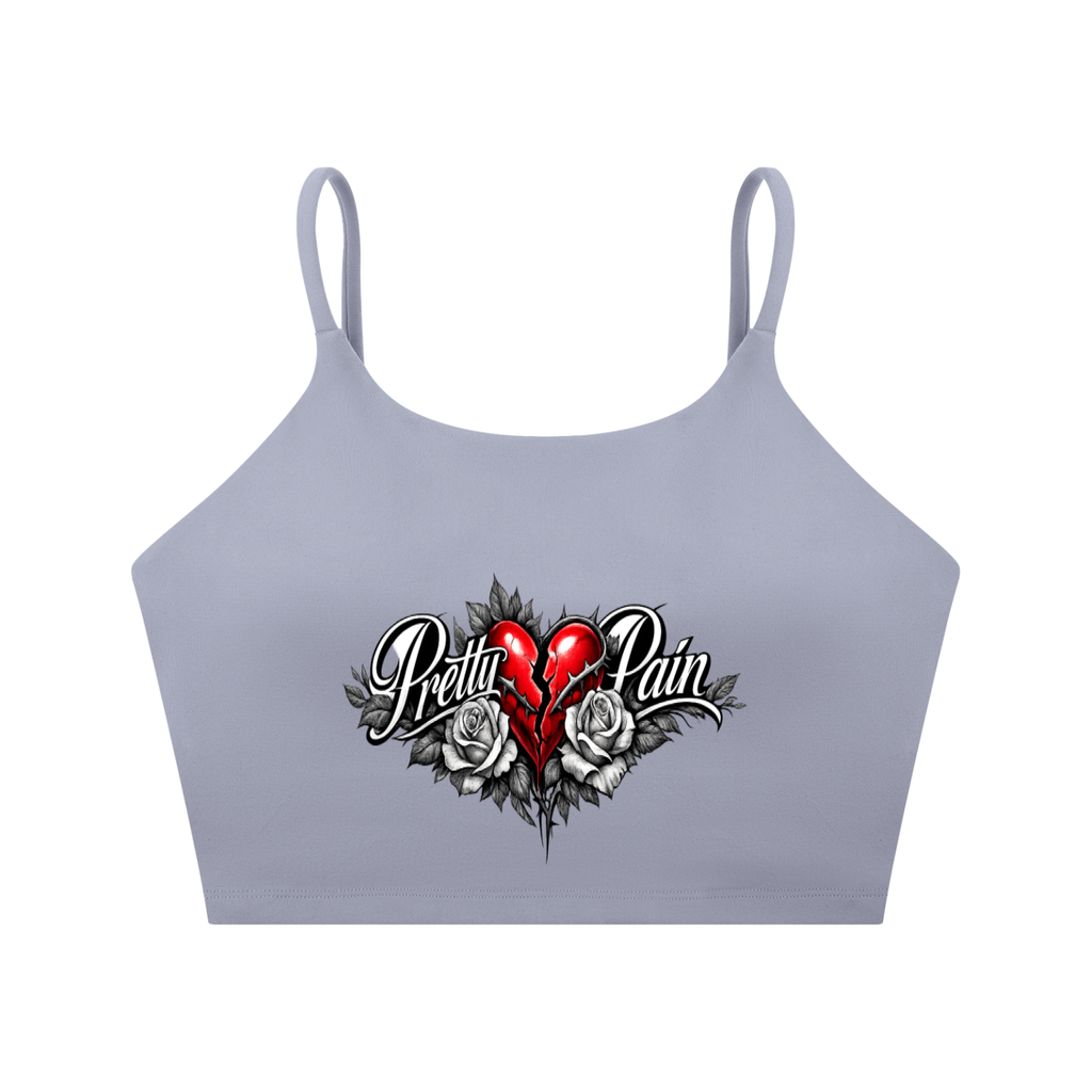 PRETTY PAIN Spaghetti Strap Yoga Sports Bra