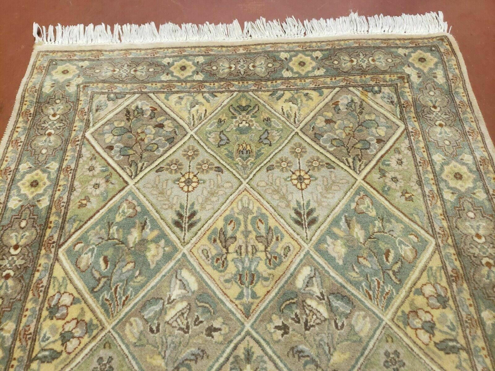 2' 7" X 9' Vintage Handmade India Floral Oriental Wool Runner Rug Hand Knotted