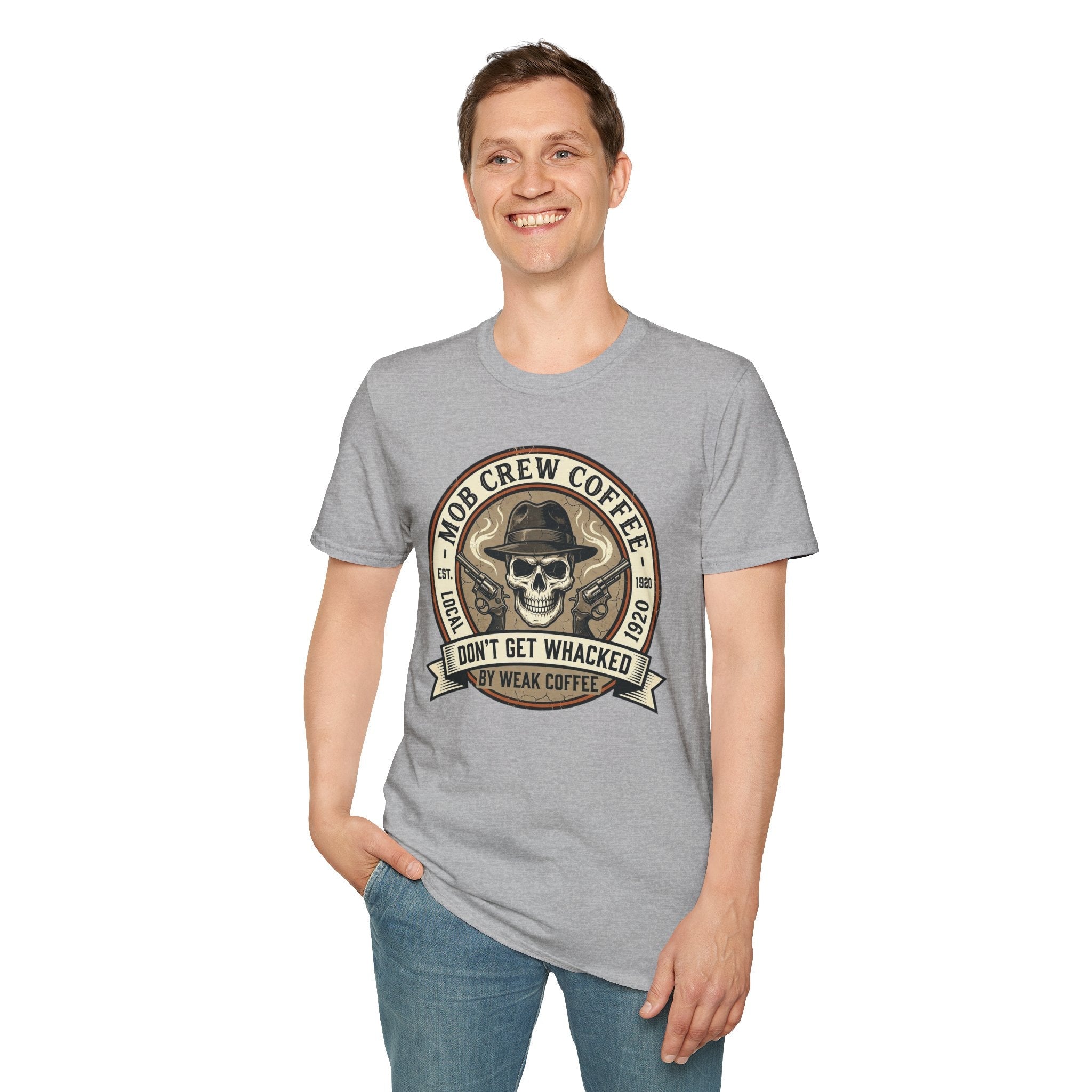 Mob Crew Don’t Get Whacked by Weak Coffee T-Shirt - Vintage Skull Roast Tee