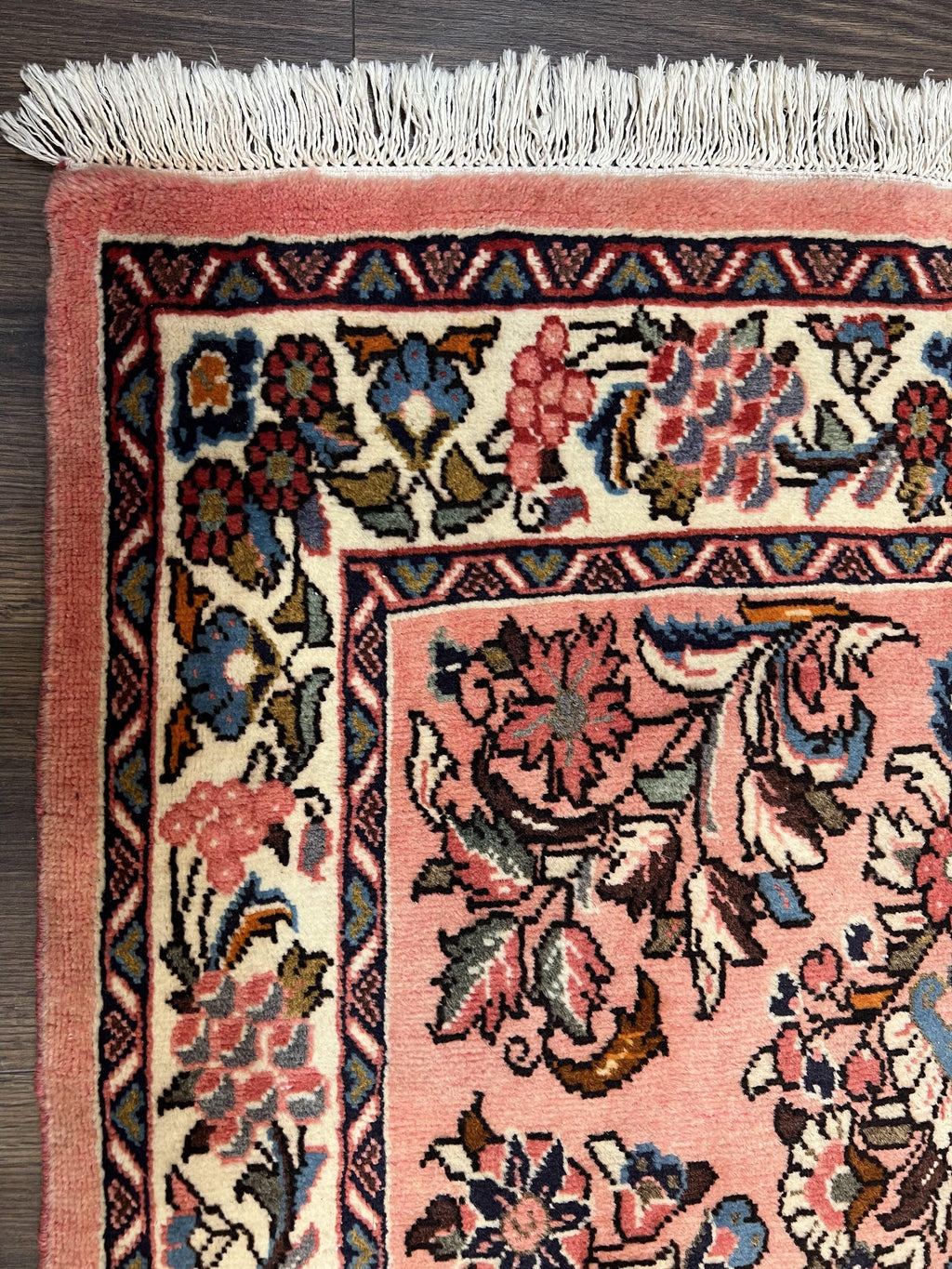 Persian Sarouk Runner Rug 2.9 x 13.6, Wool Floral Hand Knotted Runner