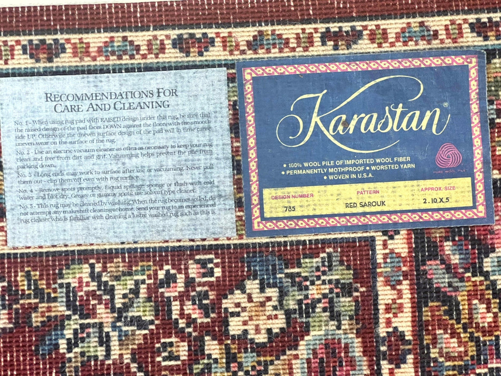Karastan Rug 3x5 Red Sarouk #785, Small Karastan Wool Pile Rug, Original 700 Series, Discontinued Vintage Karastan Carpet