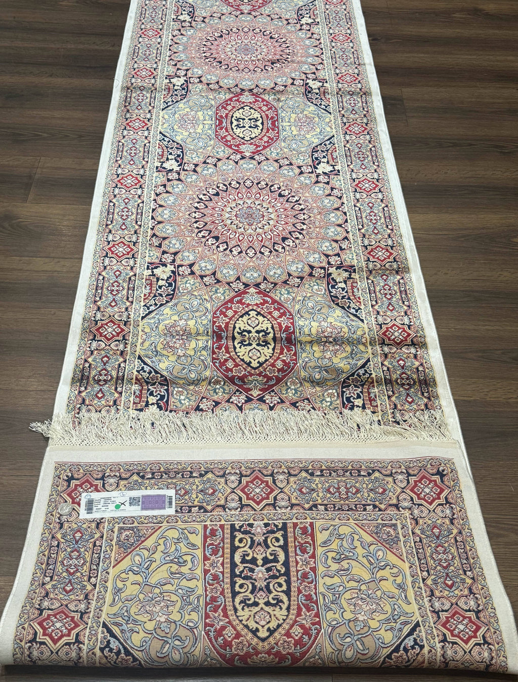 Turkish Silk Runner Rug 2.6 x 10, Dome Design, Hereke Runner, Bamboo Silk, New