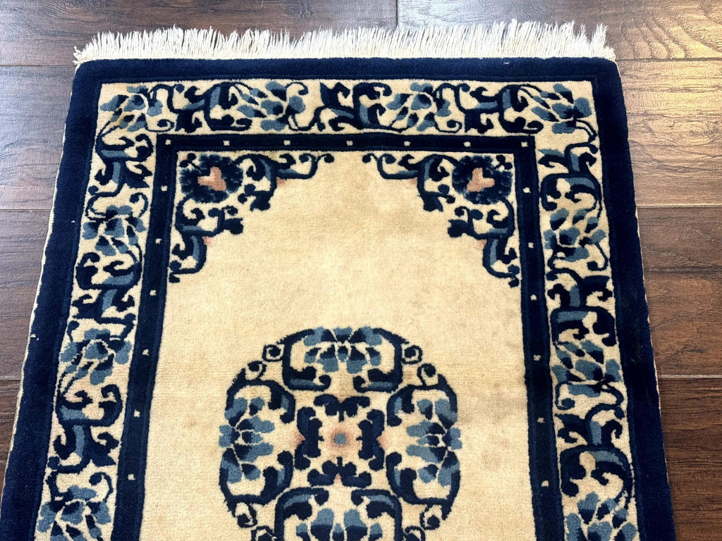 Chinese Peking Rug 2x3, Small Wool Chinese Carpet, Art Deco Rug