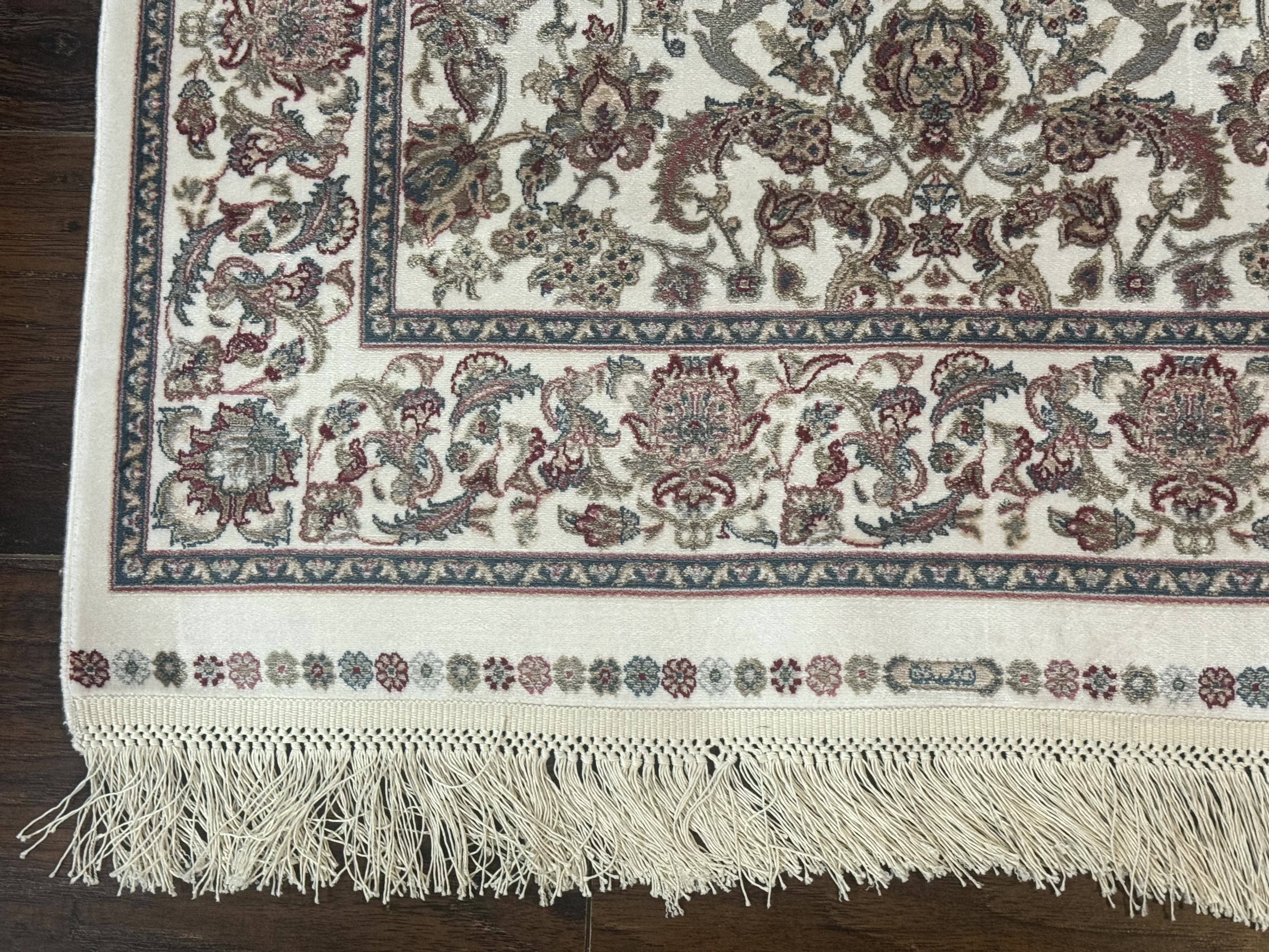 Small Turkish Silk Rug 2.6 x 4, Ivory, Allover Design, Bamboo Silk