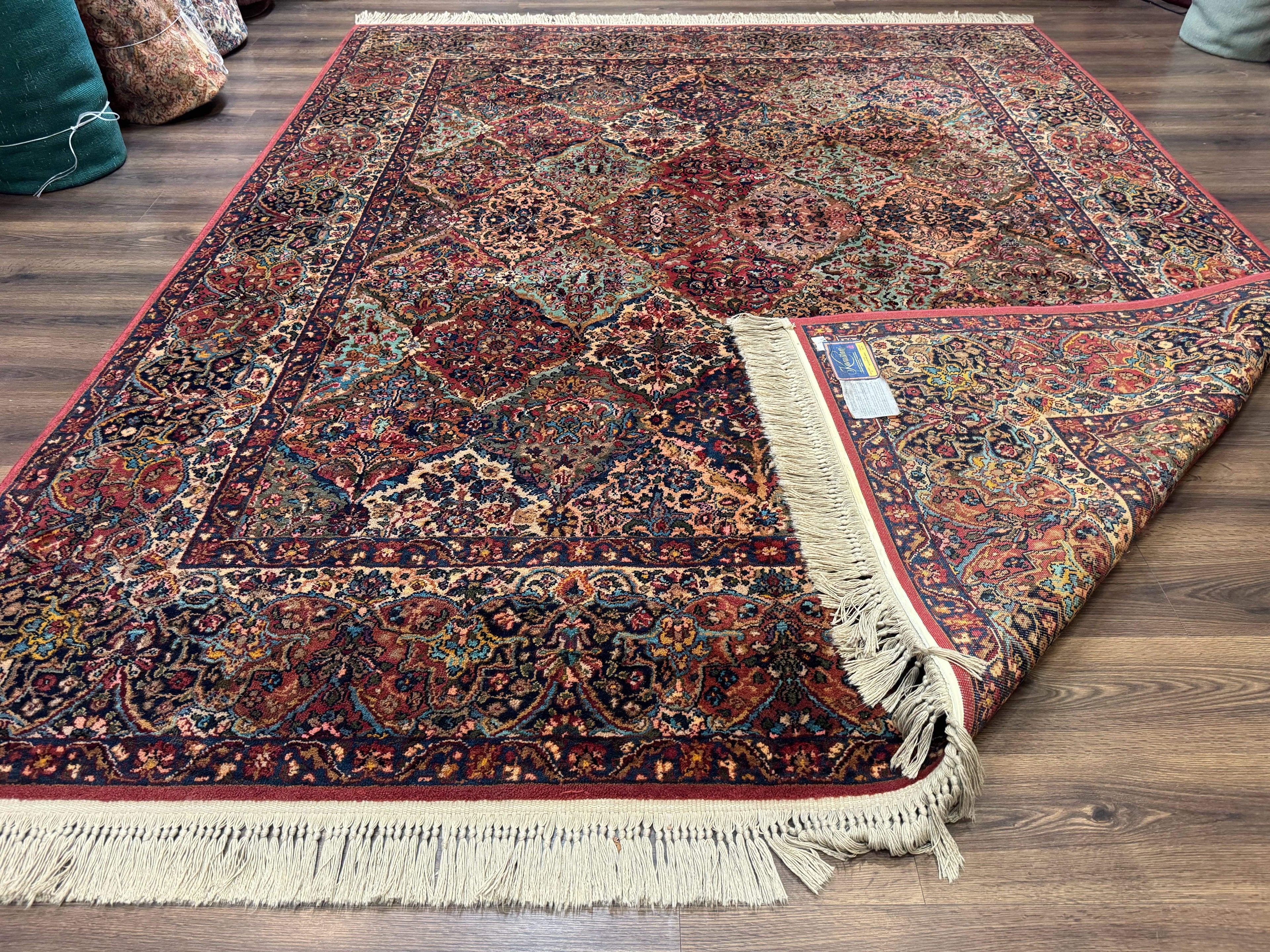 Karastan Rug 8.8 x 10.6, Multicolor Panel Kirman Rug #717, Original 700 Series, Wool